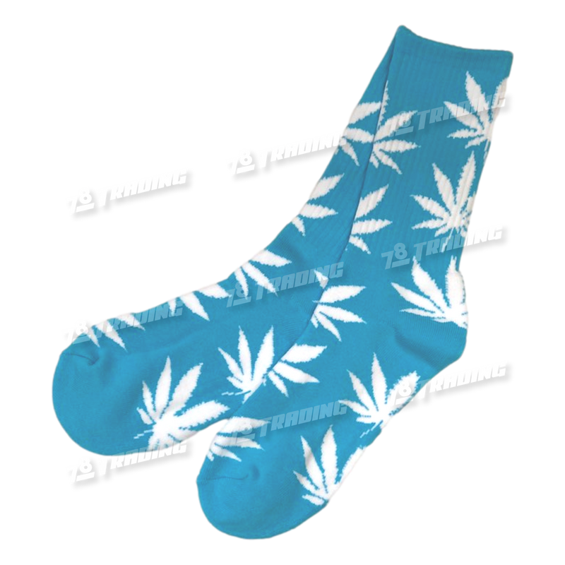 Huckleberry Design Socks Long - Light Blue White Leaf