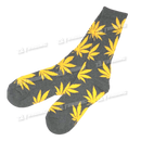 Huckleberry Design Socks Long - Gray Yellow Leaf