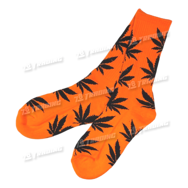 Huckleberry Design Socks Long - Orange Black Leaf