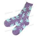 Huckleberry Design Socks Long - Purple Light Blue Leaf