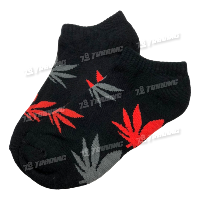 Huckleberry Design Socks Short Ankle - Black x Grey x Red