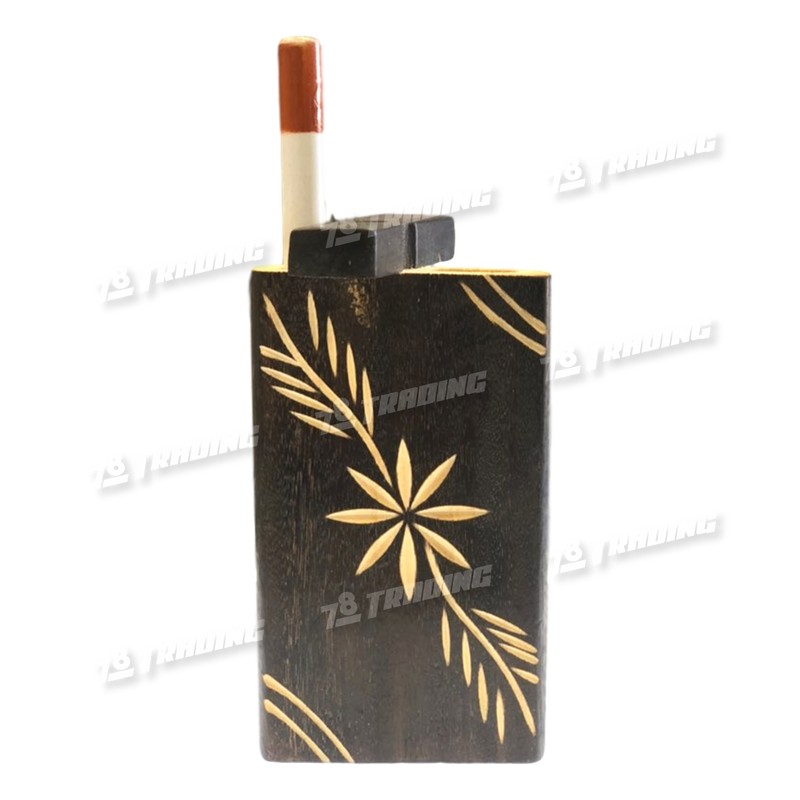 Wood Dugout with One Hitter 4inch Engraving Art Dark Brown