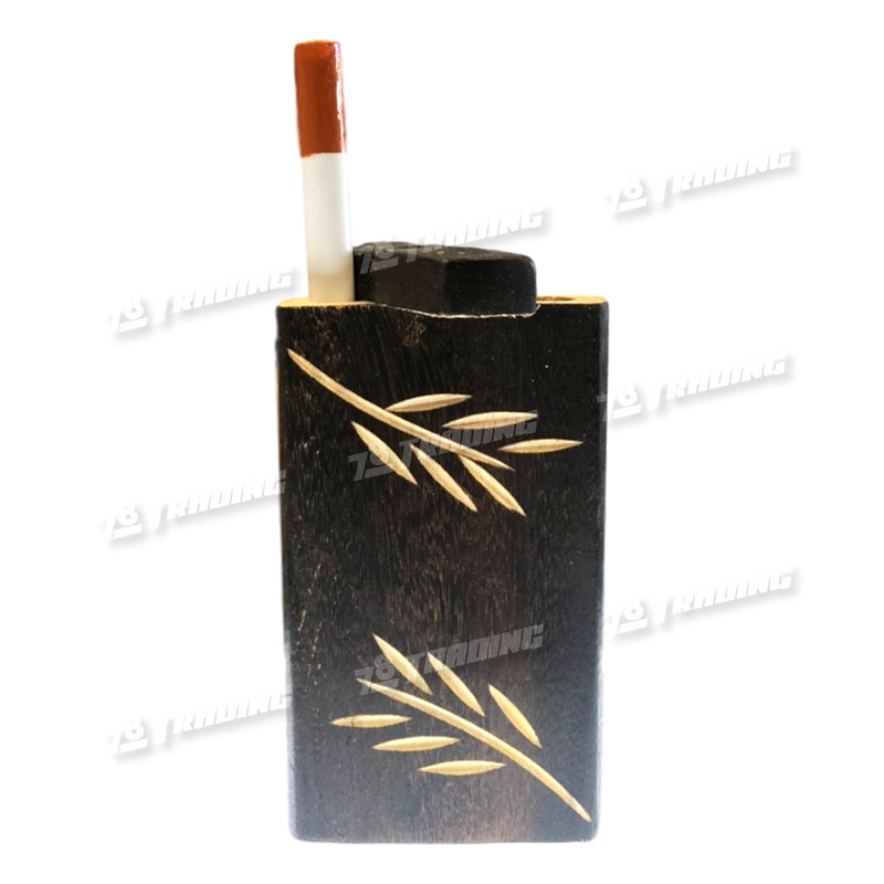 Wood Dugout with One Hitter 4inch Engraving Art Dark Brown